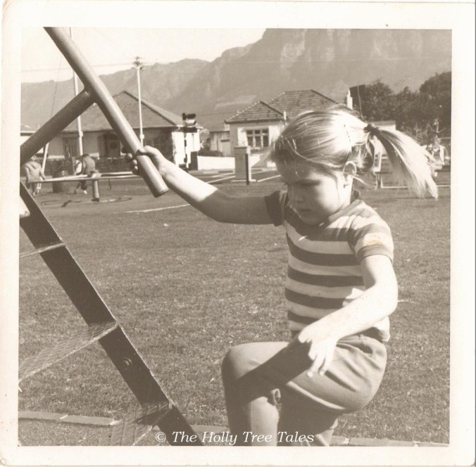 Holly climbing up to slide, Cape Town - undated about 1969 - THTT signed