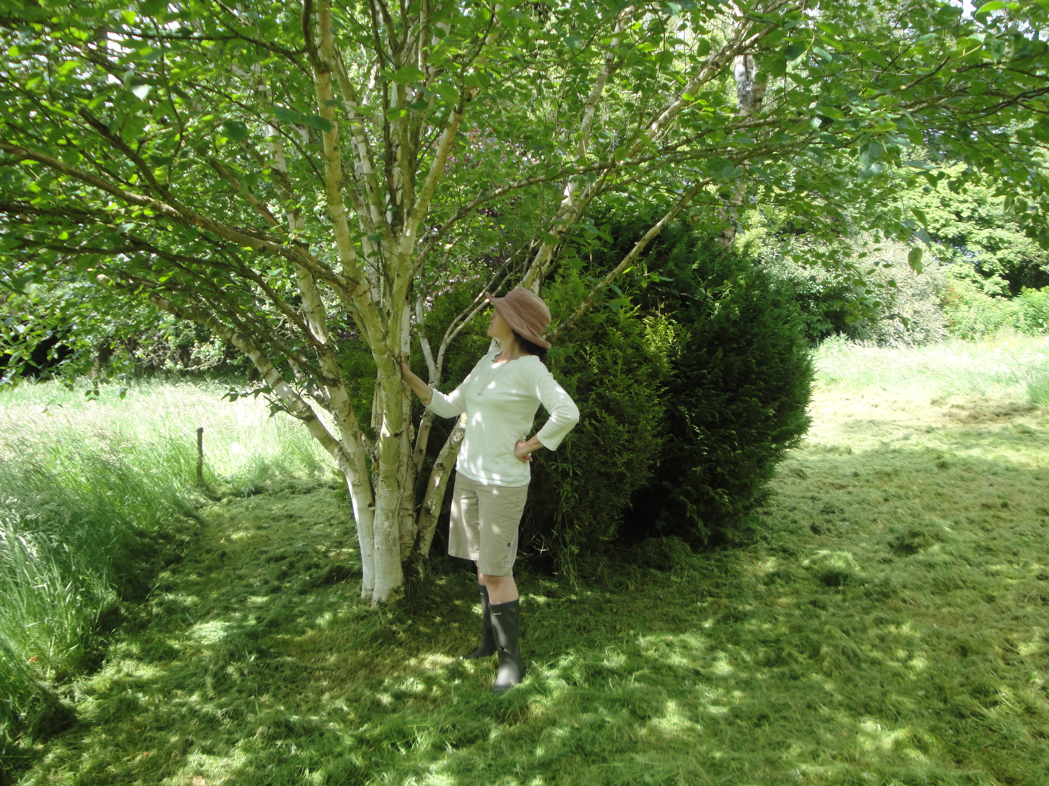 Lady. Tree. Garden. Green. Bountiful Biodiversity.